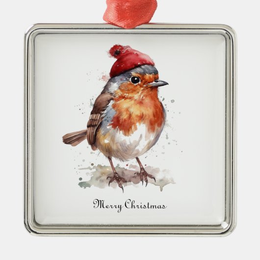 Kerst Red Robin, aanpasbaar Metalen Ornament (Voorkant)