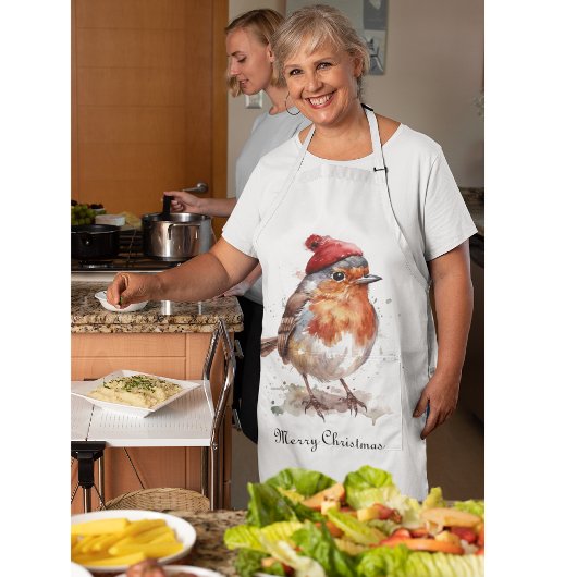 Kerst Red Robin, aanpasbaar Schort