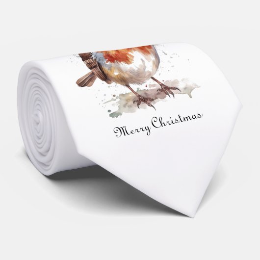 Kerst Red Robin, aanpasbaar Stropdas (Opgerold)