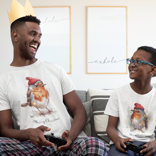 Kerst Red Robin, aanpasbaar T-shirt