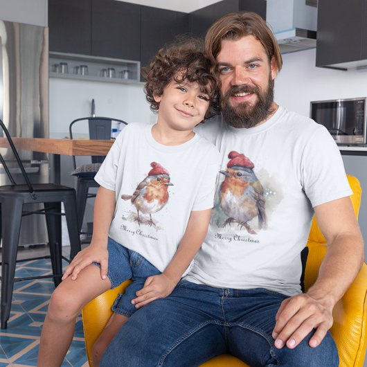 Kerst Red Robin, aanpasbaar T-shirt