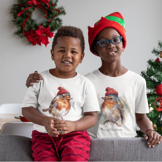 Kerst Red Robin, aanpasbaar T-shirt