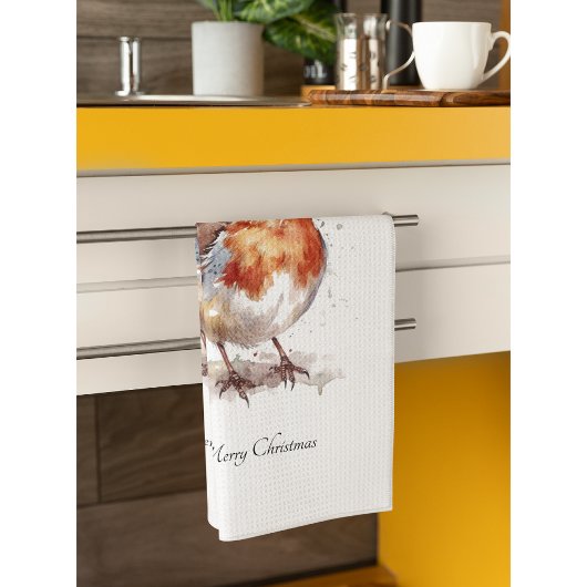 Kerst Red Robin, aanpasbaar Theedoek