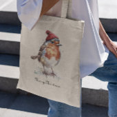 Kerst Red Robin, aanpasbaar Tote Bag