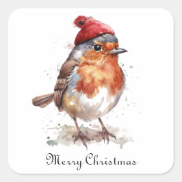 Kerst Red Robin, aanpasbaar Vierkante Sticker