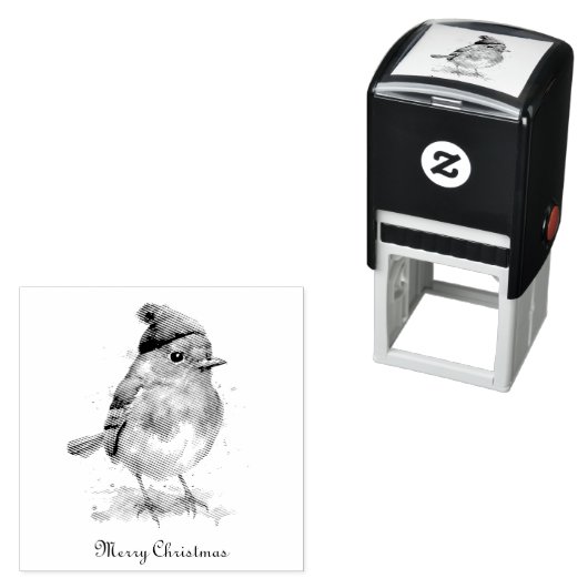 Kerst Red Robin aanpasbaar Zelfinktende Stempel (In situ)