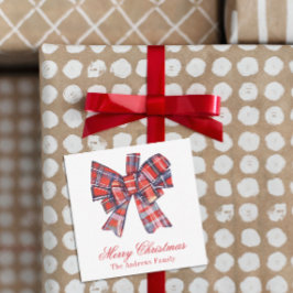 Kerst Red Tartan Plaid Bow Enclosure Notitiekaartje