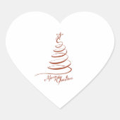 Kerst Red Tree Line Art Minimalistische Sticker (Voorkant)