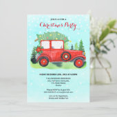 Kerst Red Truck Blue Winter Kaart (Staand voorkant)