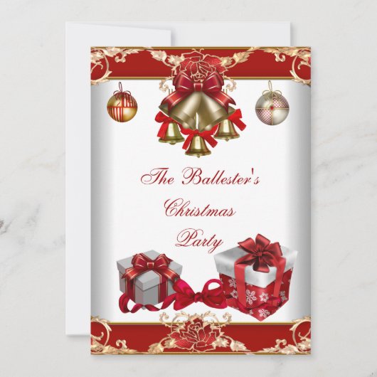 Kerst Red White Gold Kaart (Voorkant)