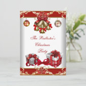 Kerst Red White Gold Kaart (Staand voorkant)