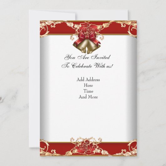 Kerst Red White Gold Kaart (Achterkant)