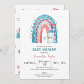Kerst Regenboog Baby shower, Sneeuwman Kaart (Voorkant / Achterkant)