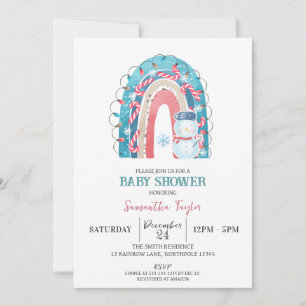 Kerst Regenboog Baby shower, Sneeuwman Kaart