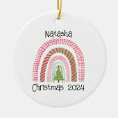 Kerst regenboog boom gepersonaliseerd Ornament (Voorkant)