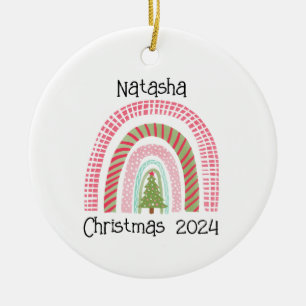Kerst regenboog boom gepersonaliseerd Ornament