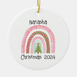 Kerst regenboog boom gepersonaliseerd Ornament