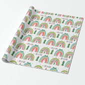 Kerst regenboog cadeaupapier (Uitgerold)