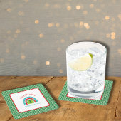 Kerst regenboog gepersonaliseerd kartonnen onderzetters