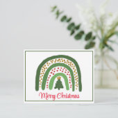 Kerst regenboog glitter rood goud groen briefkaart (Staand voorkant)