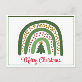 Kerst regenboog glitter rood goud groen briefkaart