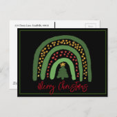 Kerst regenboog glitter rood goud groen briefkaart (Voorkant / Achterkant)