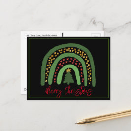 Kerst regenboog glitter rood goud groen briefkaart
