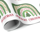 Kerst regenboog glitter rood goud groen cadeaupapier (Rol Hoek)