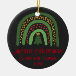 Kerst regenboog glitter rood goud groen keramisch ornament