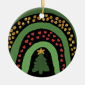 Kerst regenboog glitter rood goud groen keramisch ornament (Voorkant)