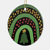 Kerst regenboog glitter rood goud groen keramisch ornament (Links)