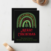 Kerst regenboog glitter rood goud groen notitiekaartje (Voorkant / Achterkant in situ)