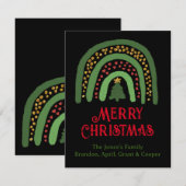 Kerst regenboog glitter rood goud groen notitiekaartje (Voorkant / Achterkant)