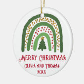 Kerst regenboog glitter rood groen personaliseren keramisch ornament (Links)