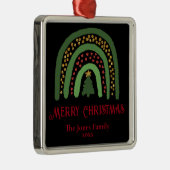 Kerst regenboog glitter rood groen personaliseren metalen ornament (Rechts)