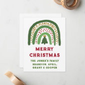 Kerst regenboog glitters rode goud groen notitiekaartje (Voorkant / Achterkant in situ)