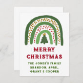 Kerst regenboog glitters rood goud groen notitiekaartje (Voorkant / Achterkant)