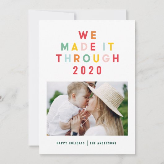 Kerst regenboog kleurrijk we hebben het gehaald feestdagenkaart (Voorkant)