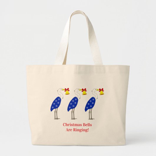 Kerst Reigers Boodschappentas Grote Tote Bag (Voorkant)