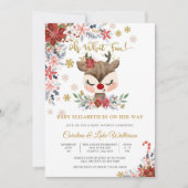 Kerst Reindeer Baby Shower Uitnodiging (Voorkant)