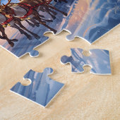 Kerst Reindeer Blokhut Noorderlicht Kerstmis Legpuzzel (Zijkant)