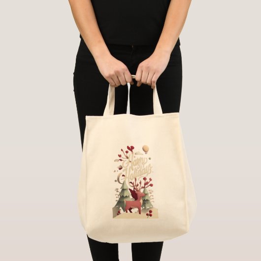 Kerst Reindeer Canvas Tas  (Voorkant (product))
