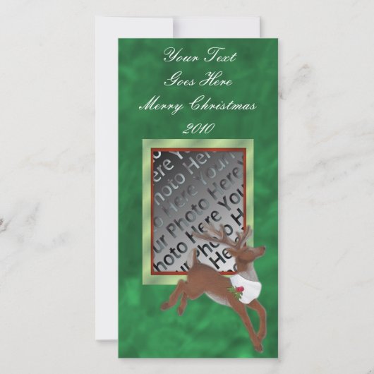 Kerst Reindeer Fotokaart Feestdagenkaart (Voorkant)