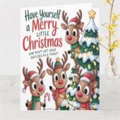 Kerst Reindeer Geweien Draaien Kaart (Gele Bloem)