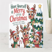 Kerst Reindeer Geweien Draaien Kaart (Achterkant)