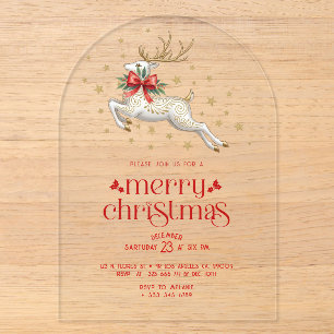 Kerst Reindeer Goud Typografie Feest Uitnodiging