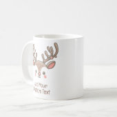 Kerst Reindeer Hoorn Gezicht Aangepaste Tekst Koffiemok (Voorkant links)