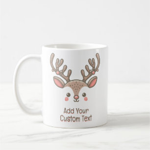 Kerst Reindeer Hoorn Gezicht Aangepaste Tekst Koffiemok