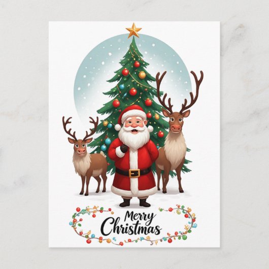 Kerst Reindeer Kerstboom Vakantie Briefkaart (Voorkant)