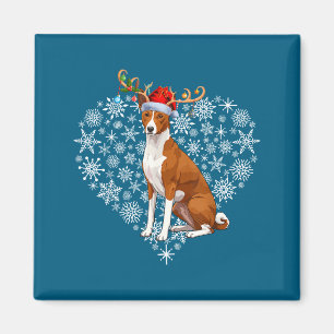 Kerst Reindeer Kerstman Hoed Basenji Liefhebbers X Magneet